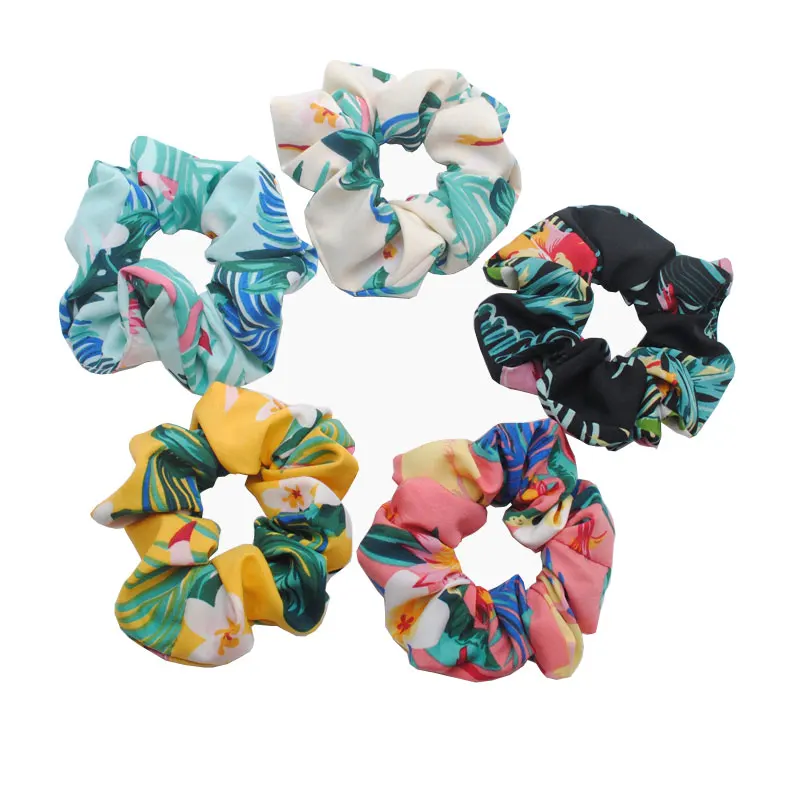 5 шт. женские резинки для волос с цветочным принтом эластичные девочек конский