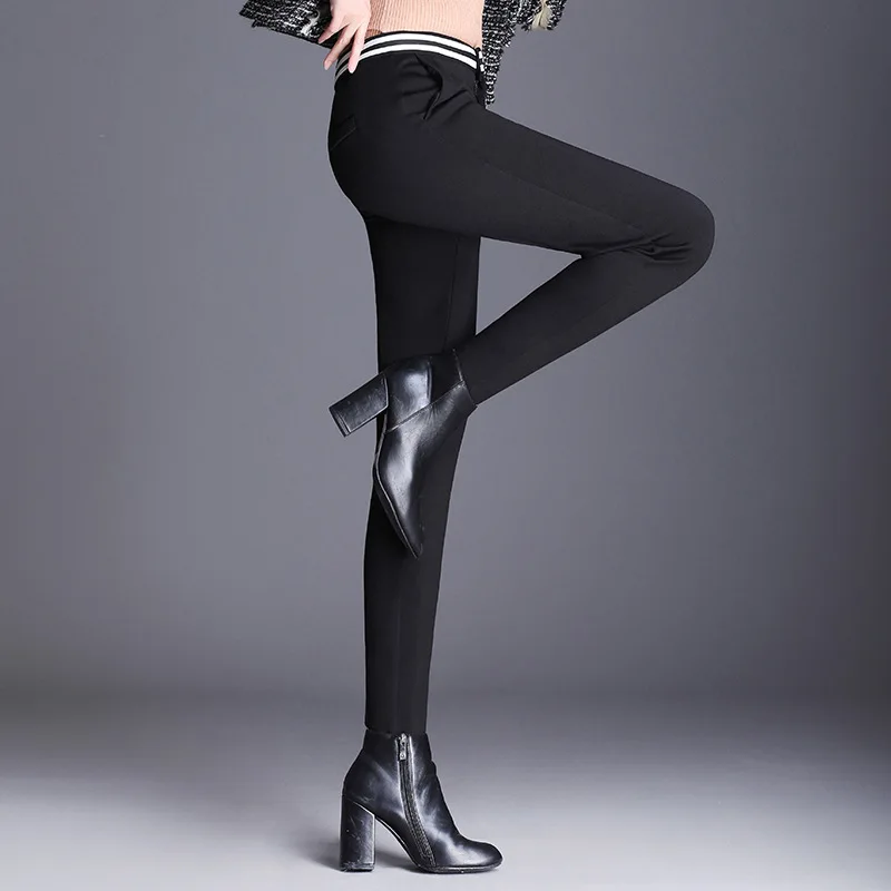 Брюки женские зимние с завышенной талией офисные штаны для работы брюки-карандаш