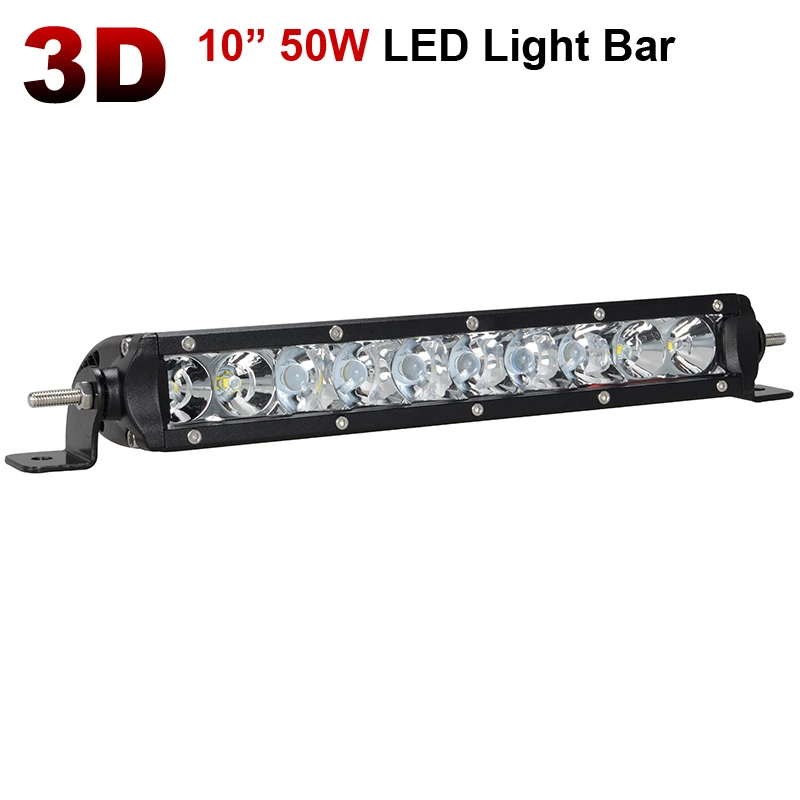 1pcs light bar 11 дюймов 50 Вт светодиодный рабочий светильник Однорядный прожектор точечный луч Рабочая лампа для джипа мотоцикла внедорожника грузовика ATV SUV 4X4 4WD автомобиля Stylng - Цвет: 1pcs light bar