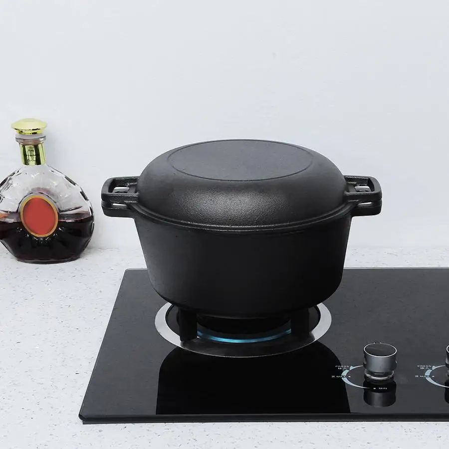 

Cooking Pots 2 in 1 Seasoned Cast Iron Double Dutch Oven Combo Cooker for High Quality Cast Iron Home Kitchen Cookware