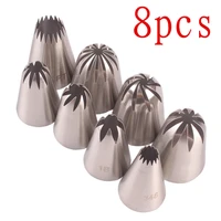 8pcs pastry icing piping nozzles big size stainless steel decorating tip cake cupcake decorator accessories kitchen baking tools