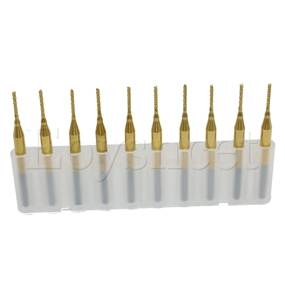 10pcs Corn Teeth TiN Coated Carbide Milling Cutter Router Drill Bit 1.0mm | Инструменты