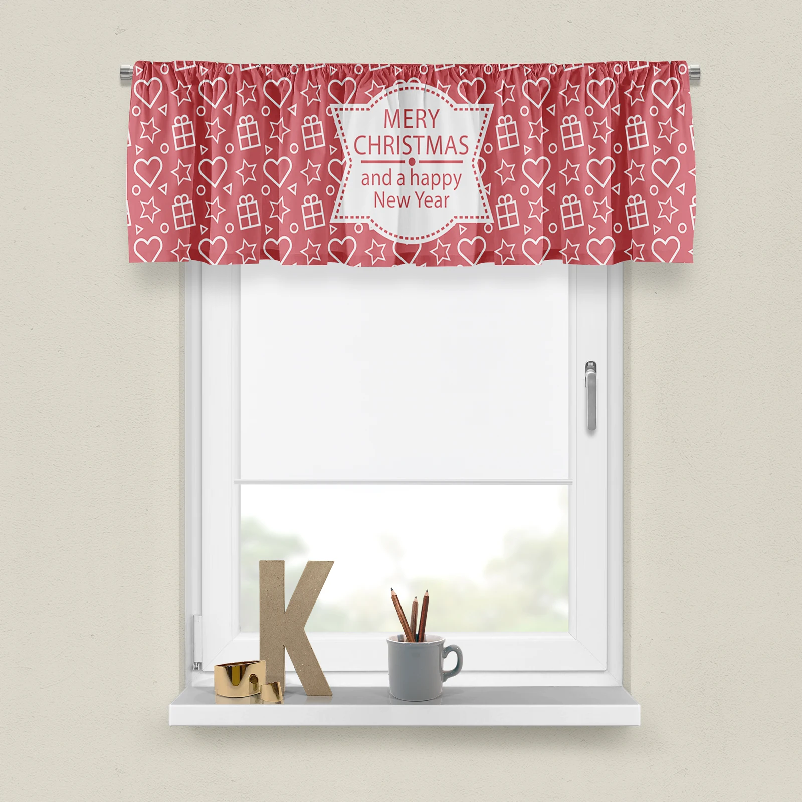 Persianas romanas personalizadas para Navidad, cortinas cortas modernas, coloridas, para ventana peque&ntilde;a, sala de estar, cocina, puerta de armario de almacenamiento-3