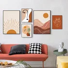 Настенная живопись в стиле бохо, холст с изображением Солнца и Луны, абстрактный постер для украшения стен гостиной