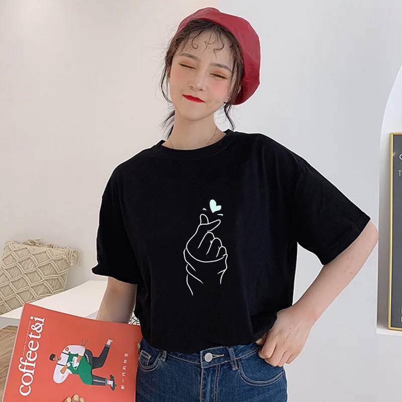 Лето любовь Harajuku сексуальные топы для девочек пара белая футболка с круглым