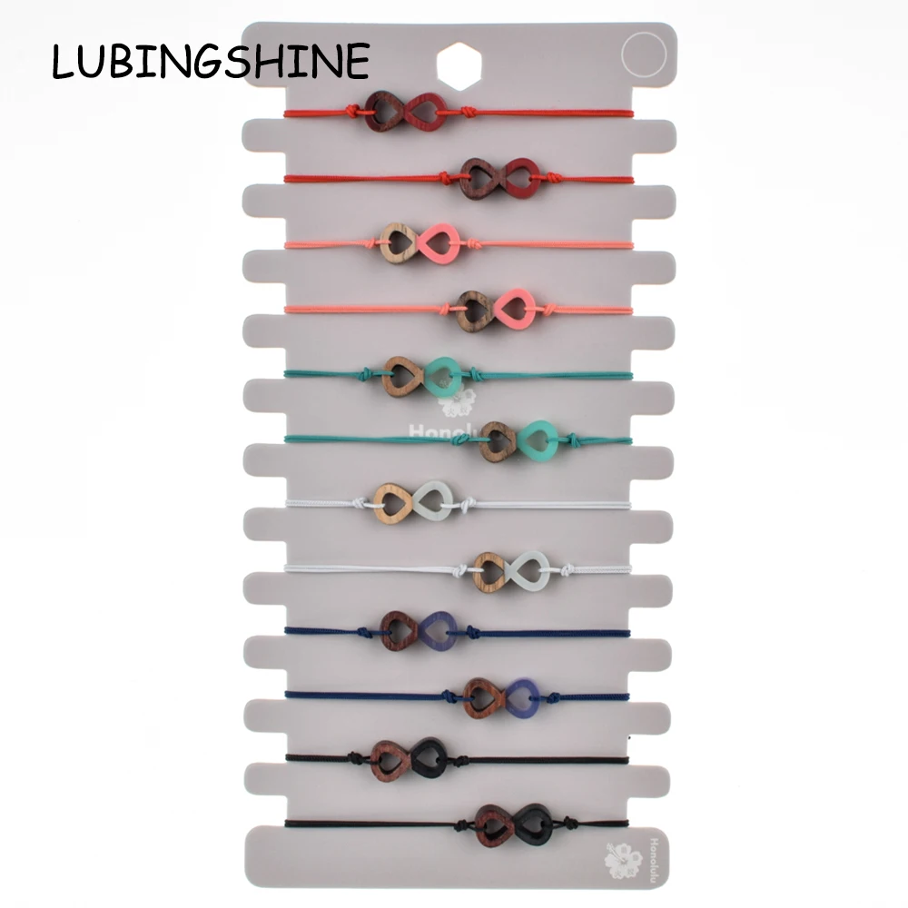 Винтажный плетеный браслет с шармами Бесконечная любовь 12 шт./лот женский для пар