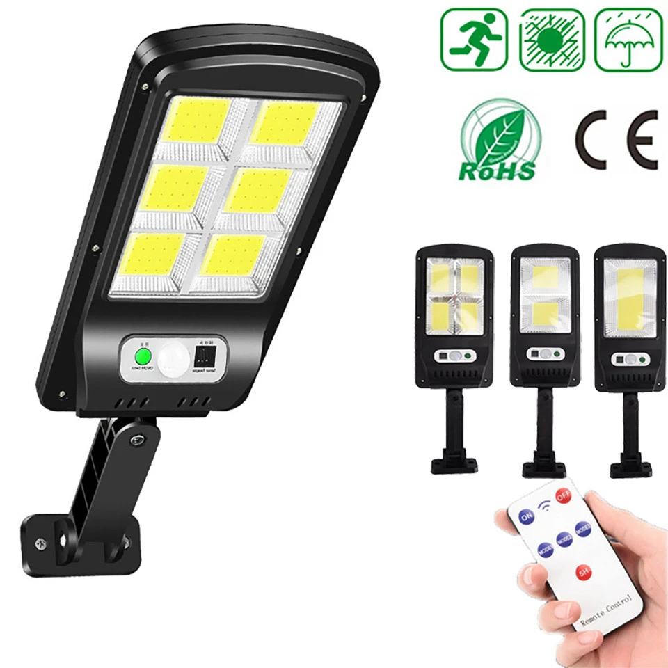 

Уличная Светодиодная лампа на солнечной батарее, водонепроницаемый настенный светильник на солнечной батарее с датчиком и дистанционным у...