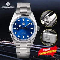 san martin 39mm limited edition watch men vintage explorer sapphire bgw9 luminous 10bar stainless yn55 automatic mechanical