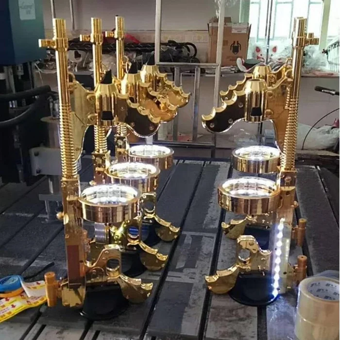 

Amazon Night Club Lounge Bar Silver Gold Rose Rechargeable LED Champagne bottle Gun Sprayer for Festival Wedding Party