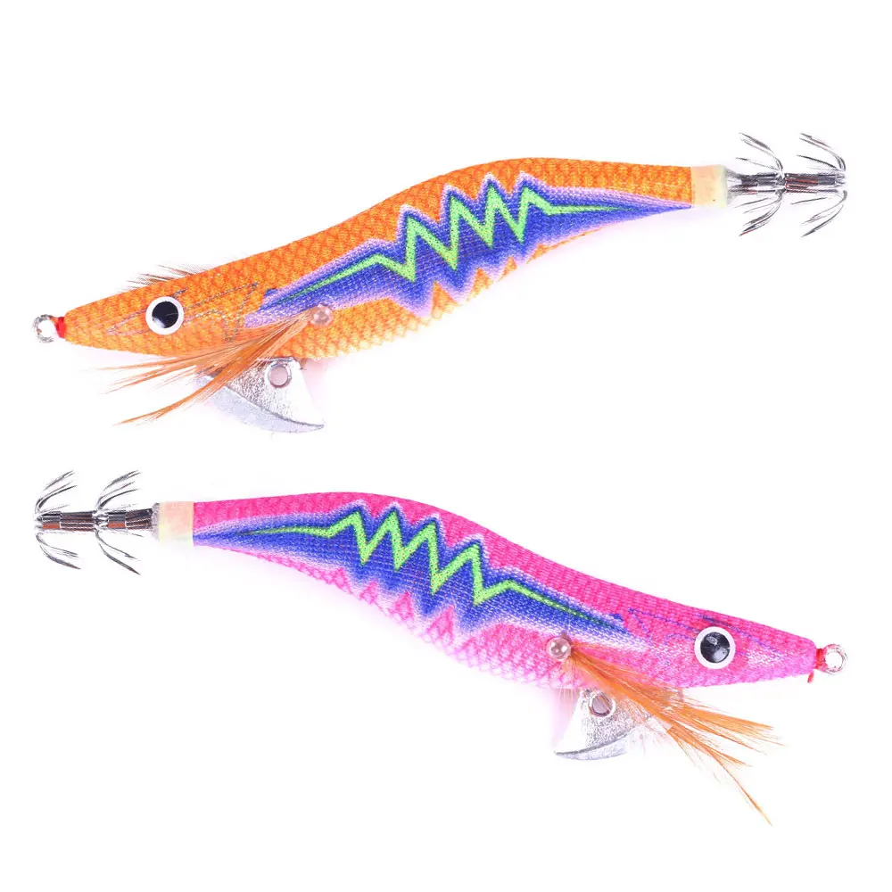 

1Pcs Boxed 2.5# 3.0# 3.5# Squid Jigs Fishing Lures Wood Shrimp Lure Hard Baits Octopus Cuttlefish Squid Hooks Wobbler