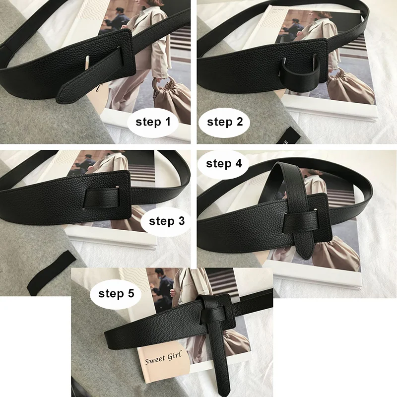 

2021 New Spring Summer PU Leather Women Belt Stitch Personality Long Wide Belt Women Fashion All-match Dress Belt LXH