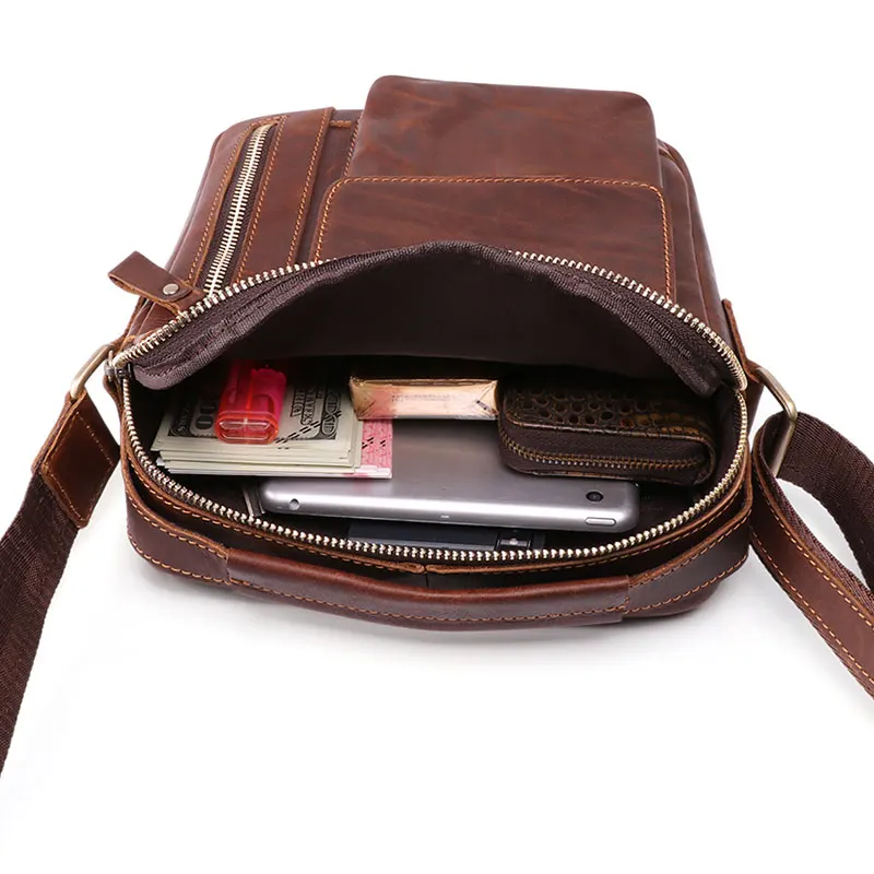 Men's Small MessengerBag for Men New Real Genuine Leather Crossbody Bag Male Travel Shoulder Bag Boy Handbag Bag for Phone