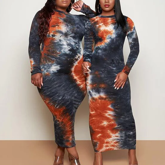 

Женское платье-футляр до щиколотки с длинным рукавом, размеры до 5xl