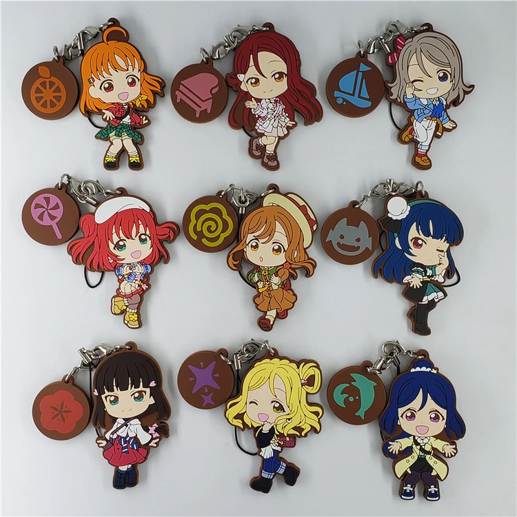 Брелок для ключей Love Live Lovelive Sunshine Aqours из аниме Ruby Yoshiko Hanamaru You диам Рико кэнан Мари из радужной резины
