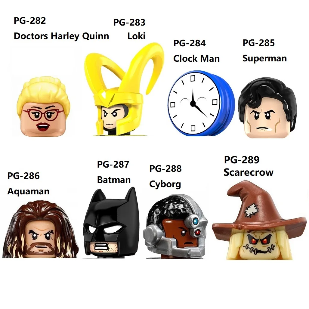 Конструктор Супергерои врачи Харли Квинн часы человек киборг Аквамен Локи