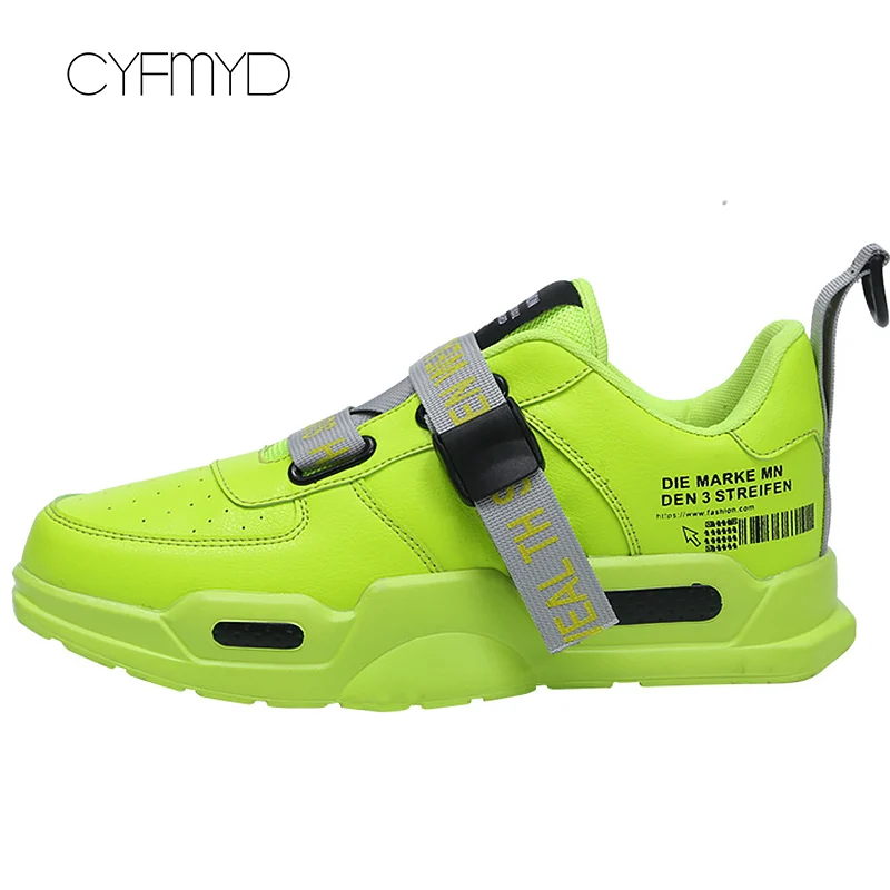 Кроссовки мужские на платформе Вулканизированная подошва Нескользящие прорезиненные с пряжкой модная