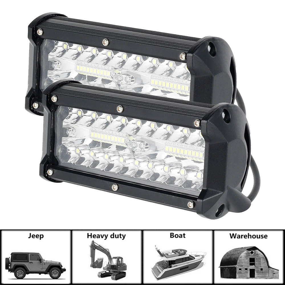 

2pcs LED Headlight 12-40V For Auto Motorcycle Truck Boat Tractor Trailer Offroad Working Light 120W LED Work Light Spotlight 7''