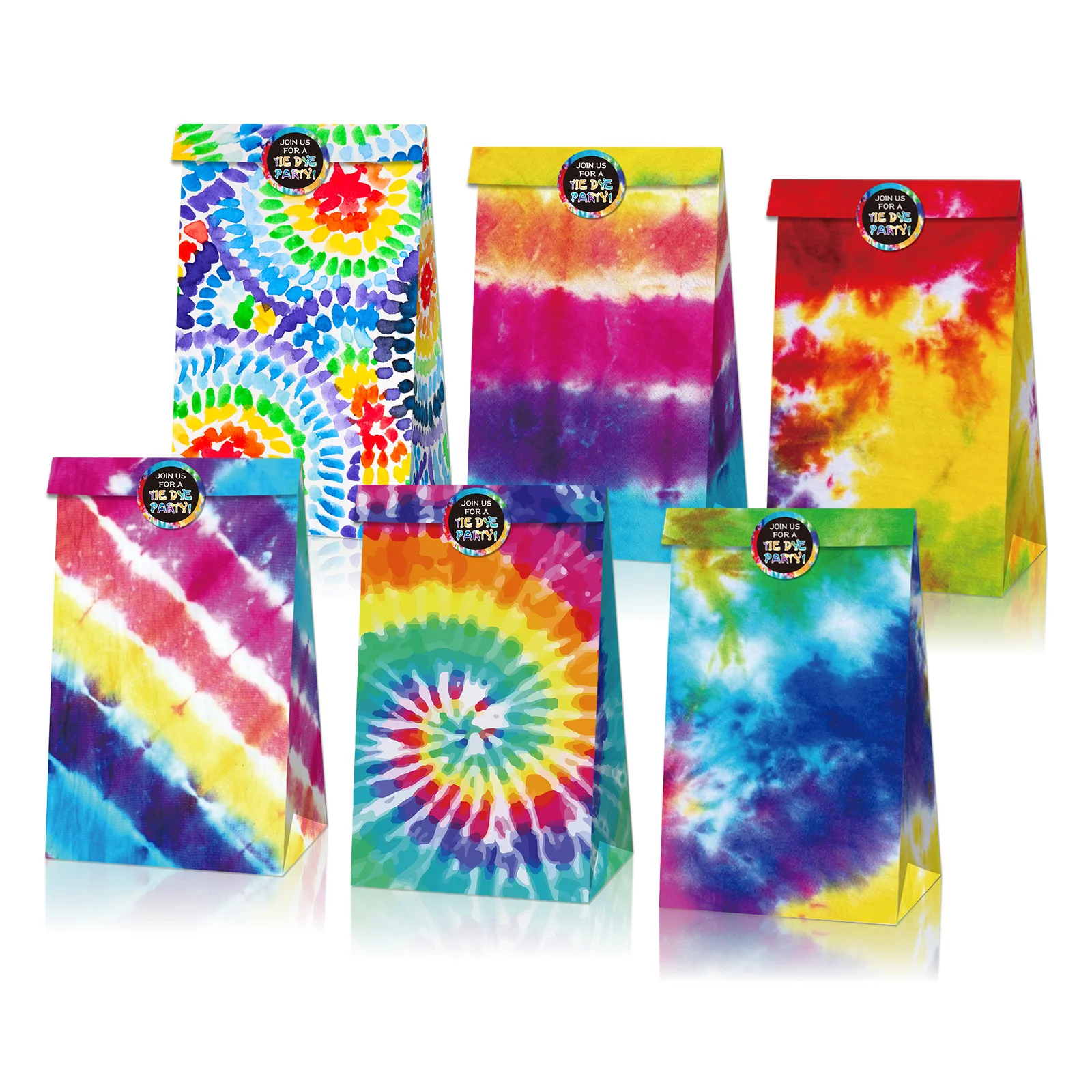 12 шт. Подарочная коробка Tie Dye Theme Party Candy Bags Счастливый день рождения Декорации Baby Shower Упаковочная сумка Подарок