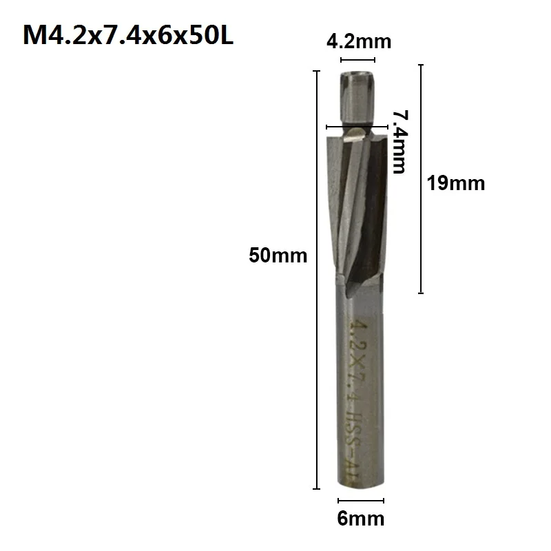 M4.2x7.4x6x50 XCAN 1 шт. 4 Флейта HSS Цековка торцевой фрезы M3.2-M16.5 пилота долбежный инструмент фреза для дерева/металла сверления Зенковка - Длина режущей кромки: M4.2x7.4x6x50