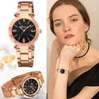 Часы наручные женские кварцевые, элегантные золотистые Geneva со звеньями, с браслетом