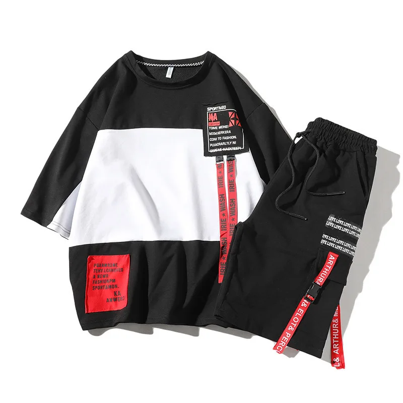 Костюм спортивный мужской летний из футболки с коротким рукавом и шортов|Мужские