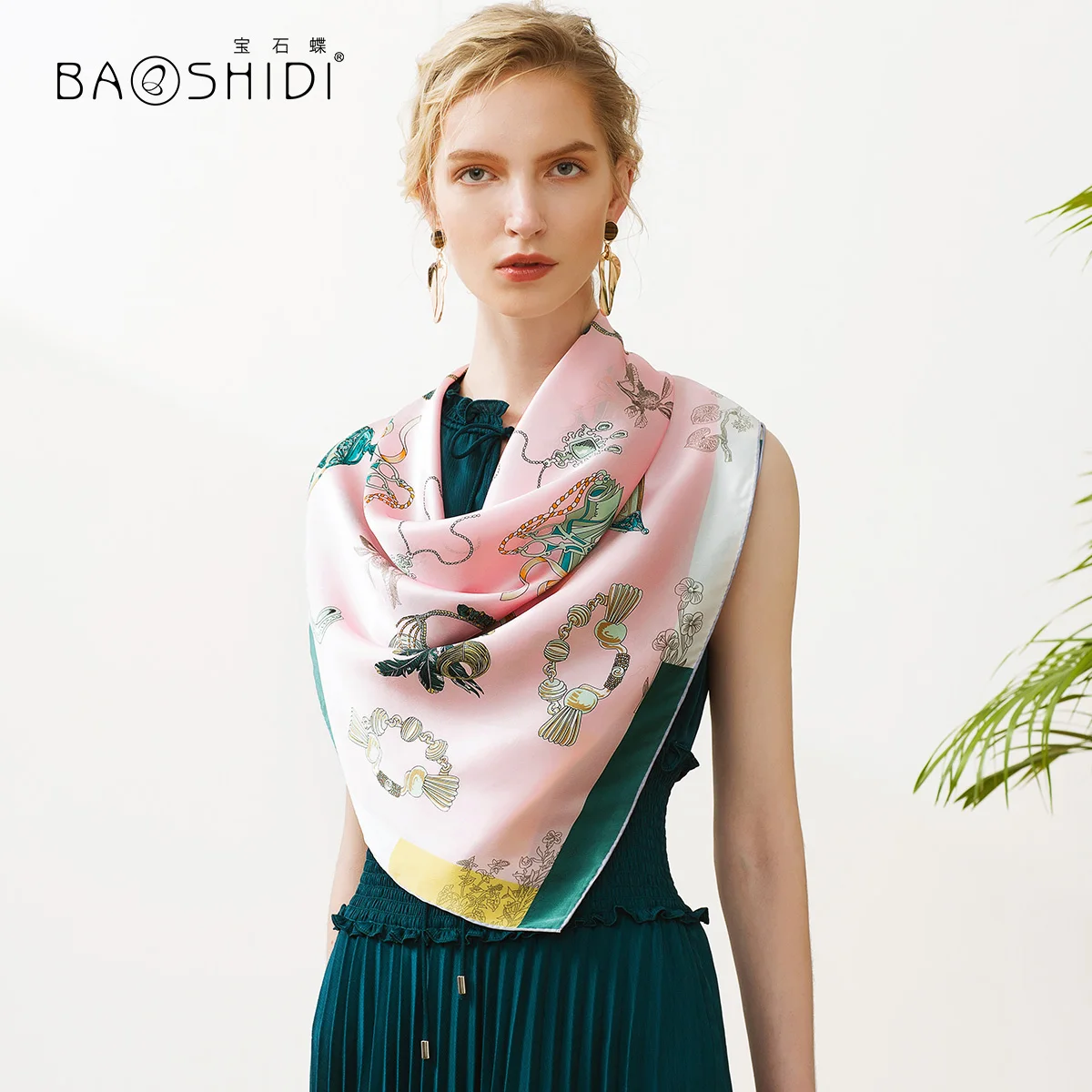 

★Женский шёлковый шарф-бабочка, из натурального шелка