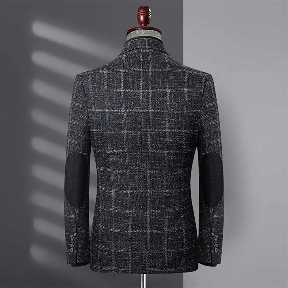 Мужской Блейзер в клетку повседневный облегающий пиджак Корейском стиле |