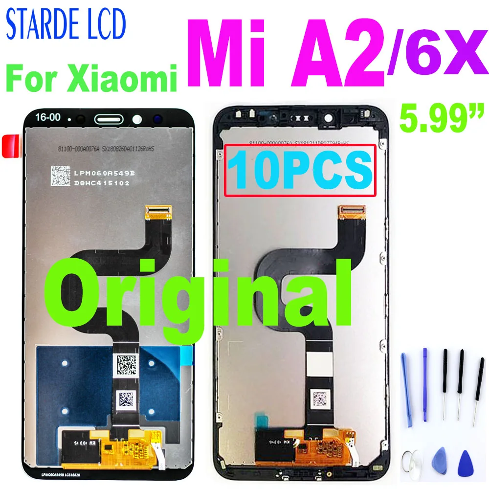 

10PCS Original LCD For Xiaomi Mi A2 MIA2/Mi 6X LCD Display Touch Screen Digiziter Assembly With Frame For Xiaomi Mi A2 6X Screen