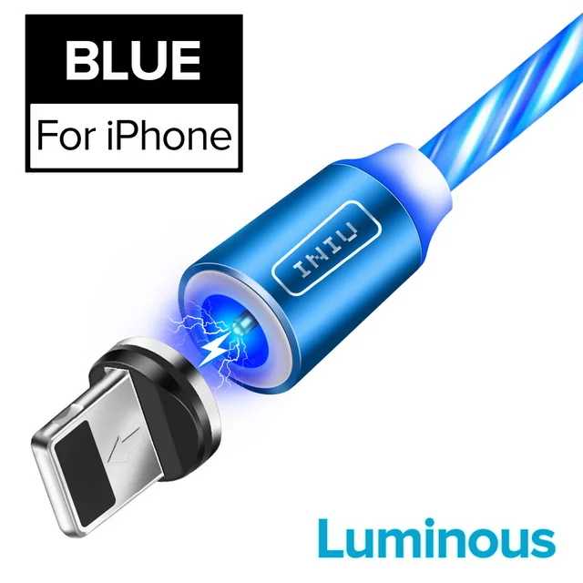For iPhone Blue INIU световой поток магнитного освещения USB кабель для iPhone XR X 7 8 микро Тип C зарядное устройство Быстрая зарядка магнит зарядка USB-C тип-c - Цвет: For iPhone Blue