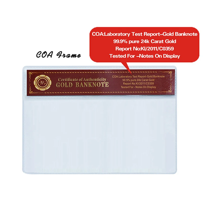 Цветная Золотая фольга для банкнот WR в американском стиле с рамкой из ПВХ 5