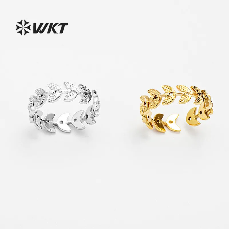 _ WKT Привлекательное кольцо-гирлянда в форме оливы Открытое кольцо из нержавеющей