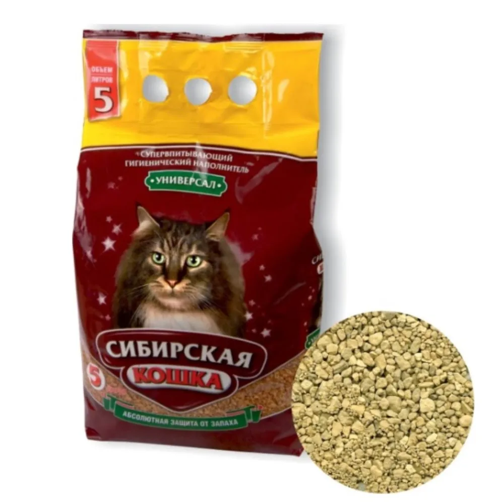 Наполнитель Сибирская Кошка для Лотка Универсал впитывающий 5л|Лотки и товары