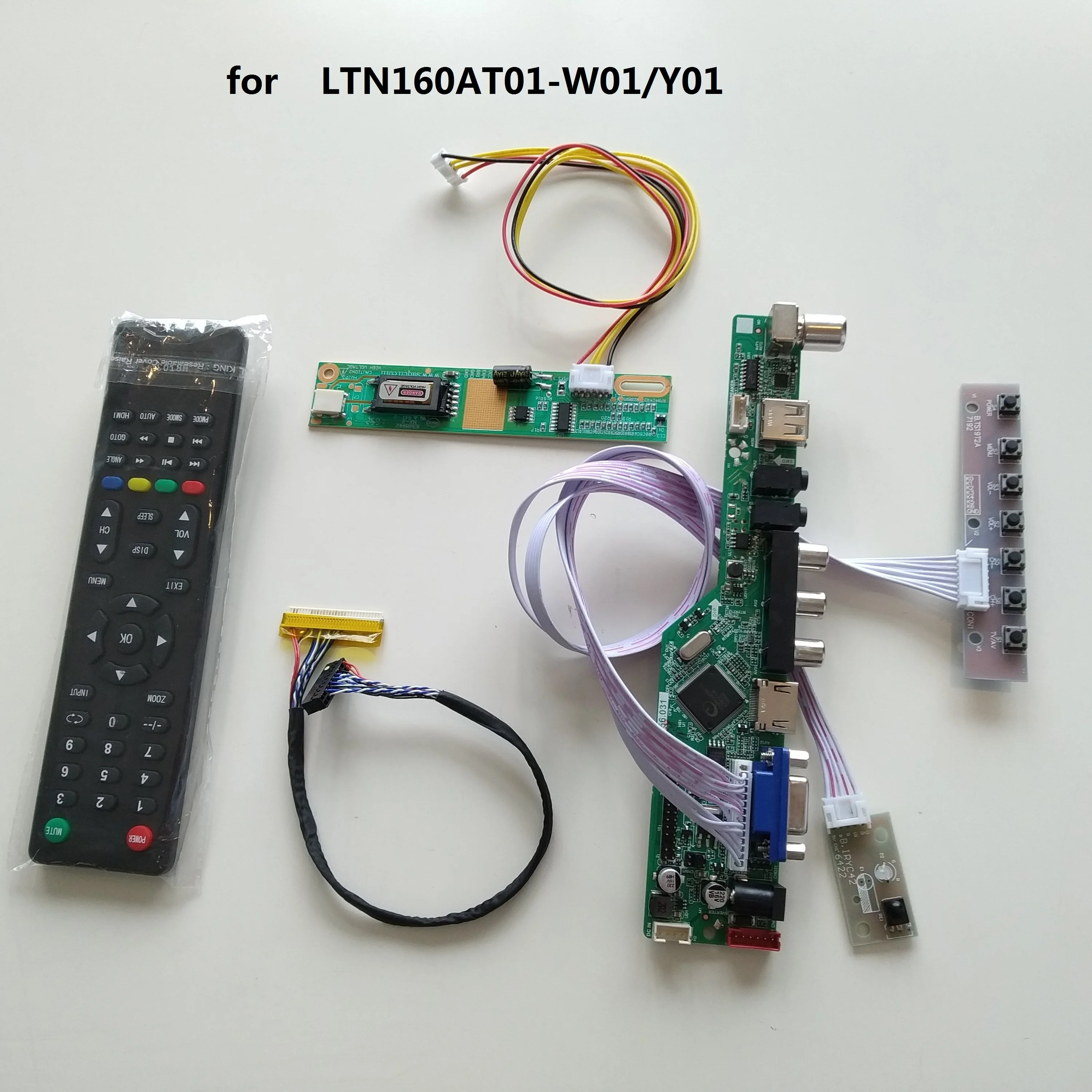 

TV LCD LED RF VGA AV USB LED Mother Board DIY KIT For LTN160AT01-W01/LTN160AT01-Y01 16" 1366*768 Screen Monitor
