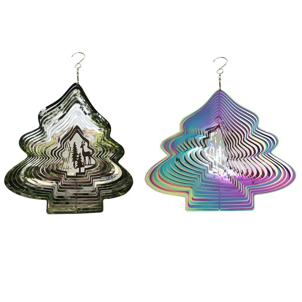 

Christmas Tree Wind Chimes 3D Wind Spinner Outdoor Metal Decorations For Yard And Garden Christmas Snowflake Wind Chimes