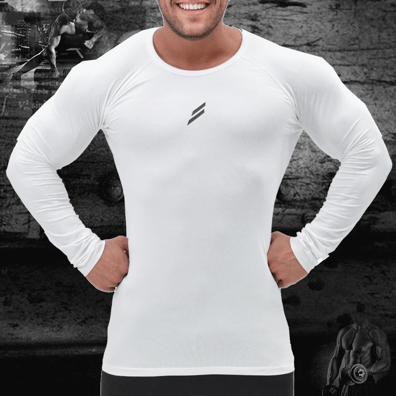 

Men Running T-Shirt O-Neck Bodybuilding Tees Jogging Tops Fitness Shirts Men Black Long Sleeve Sport Tshirt Men Gym Shirt