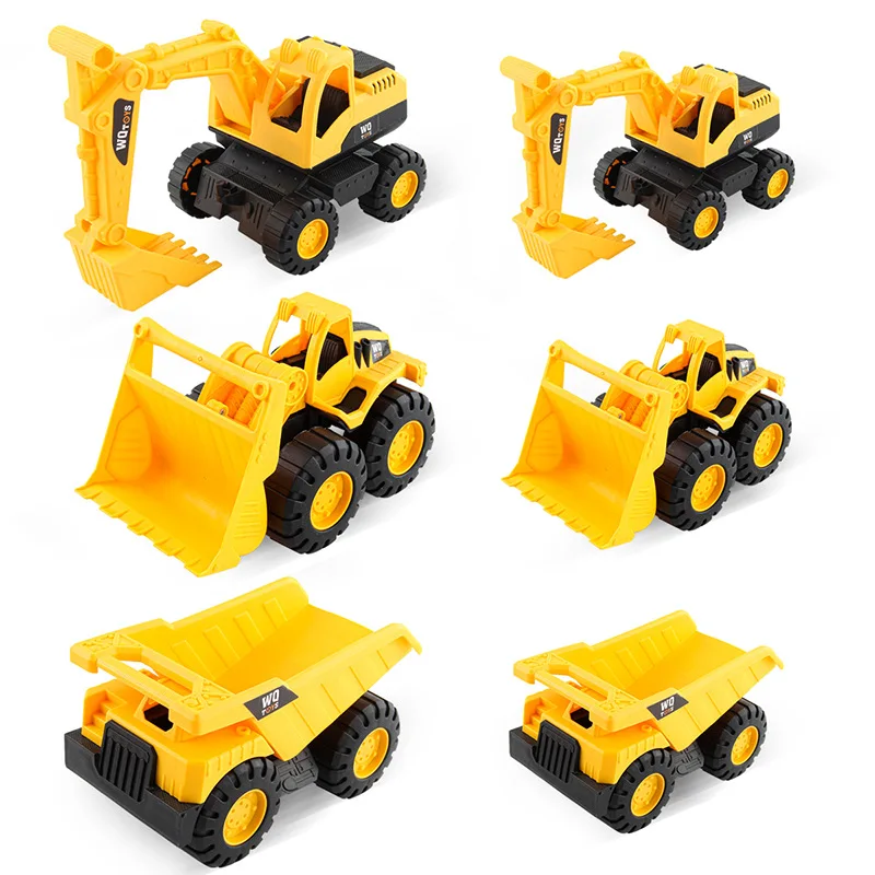 

6 Styles Engineering Cars mini Diecast Plastic car Construction Vehicle Excavator Model toys for children with toy boys gift