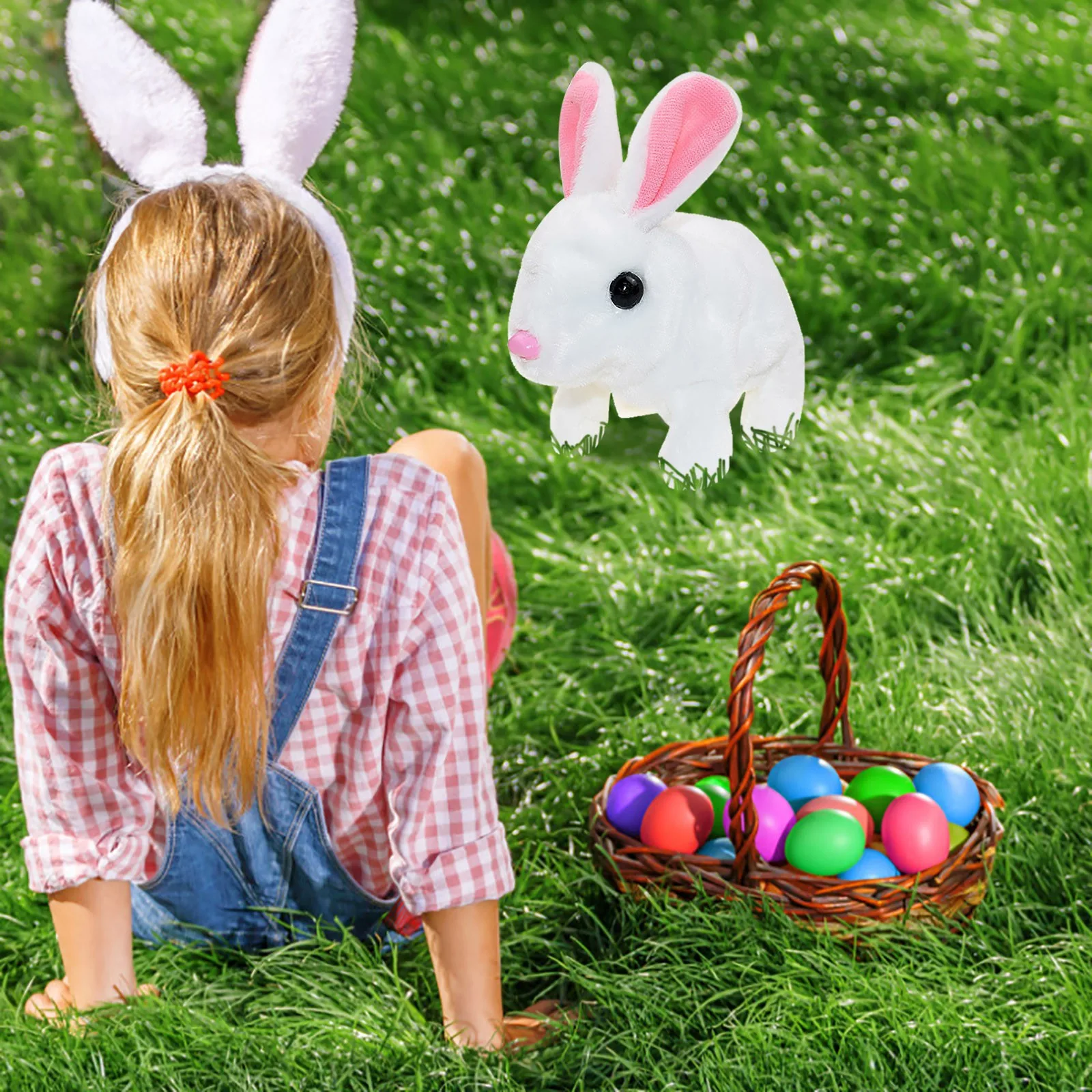 

Two-ColorPlush Electronic Cartoon Kawaii Rabbit Standing Jumping Sound Jumping Rabbit Pet Plush Stuffed Toy Interactive Gift Kid