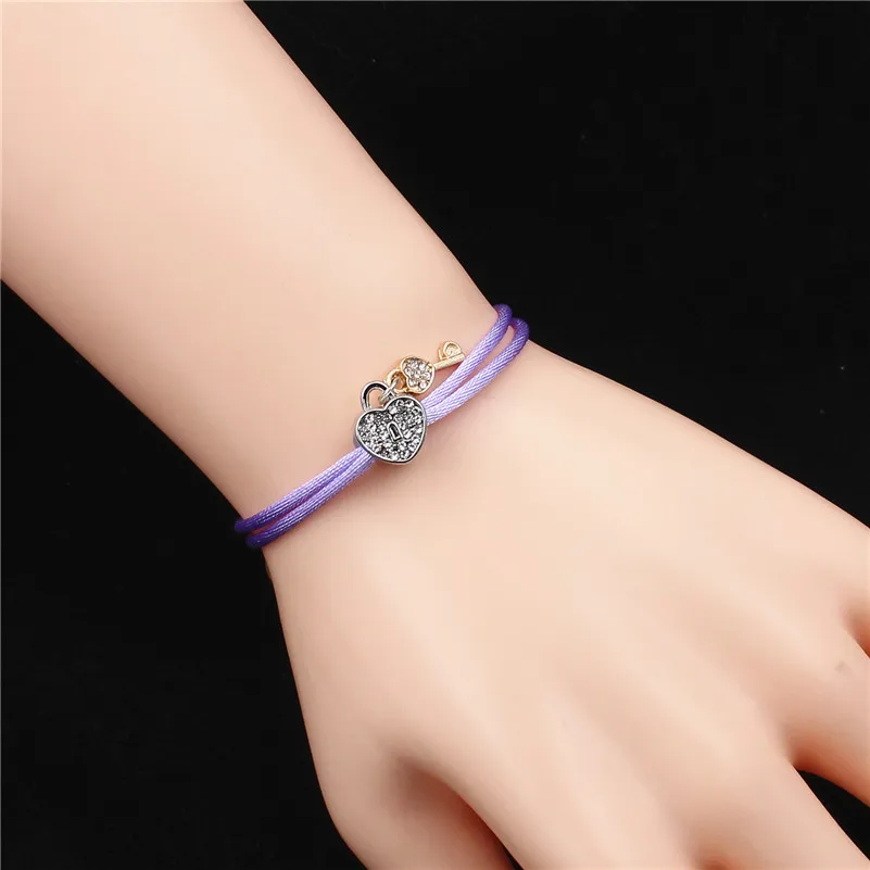 Браслет на веревке с замком для влюбленных бусинами цепочка подруги матери