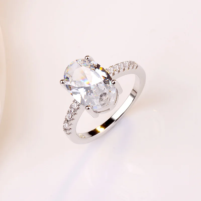 

Женское большое обручальное кольцо с овальным белым цирконом, ювелирное изделие цвета розового золота/серебра для невесты, 2021