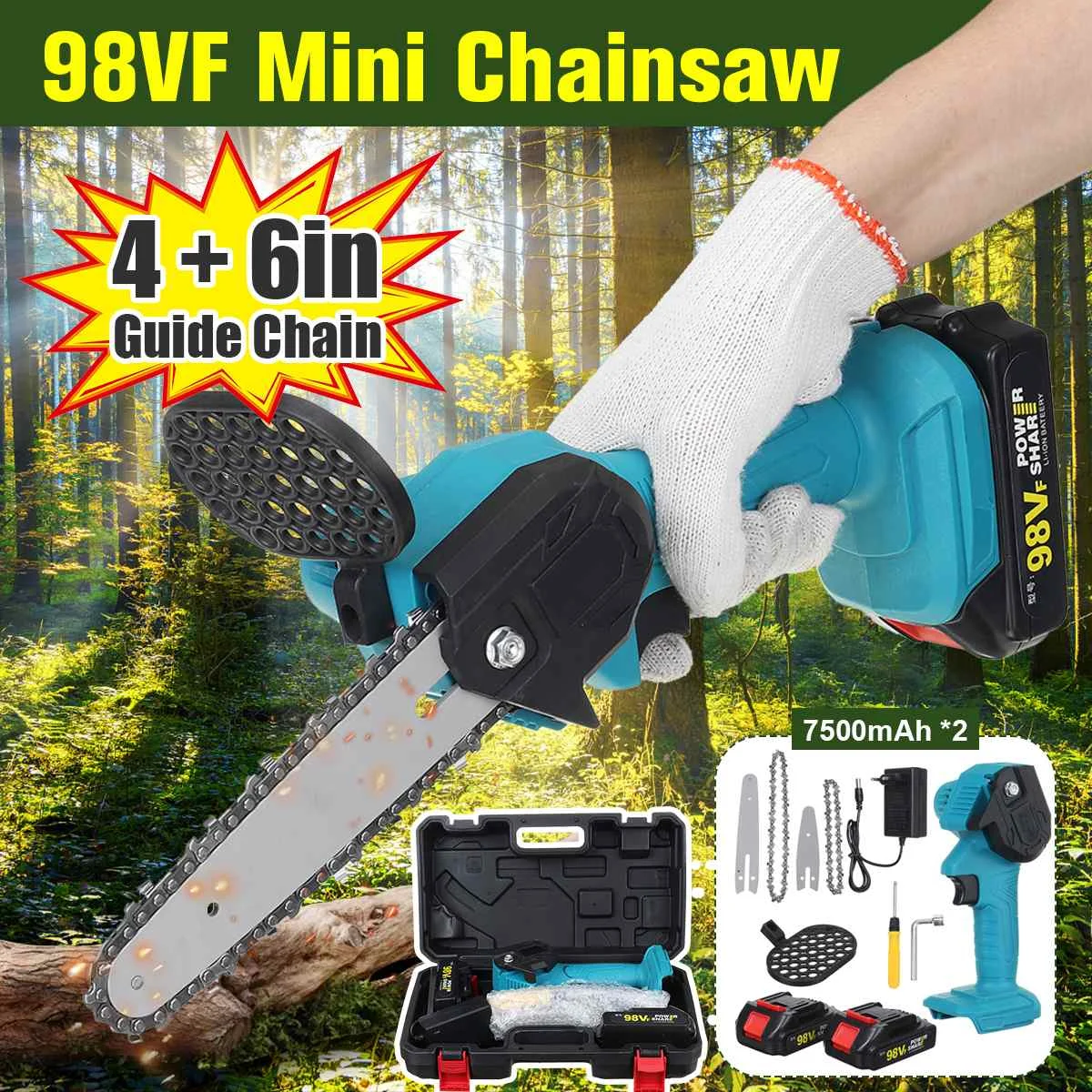 

4/6 Inch 98VF Mini Pruning Saw Electric Chainsaws Removable For Fruit Tree Garden Trimming With Lithium Battery One-Handed