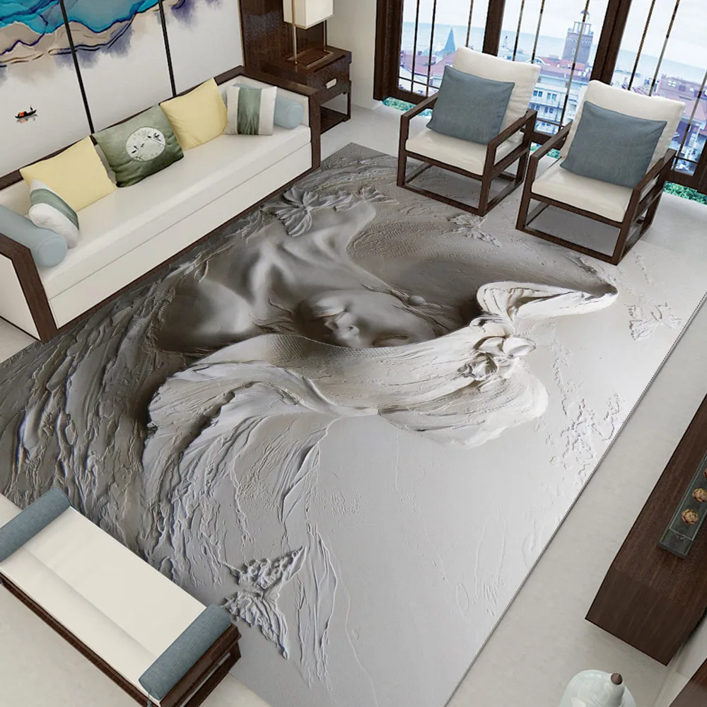 

Room Floor Printed Carpet For Living Room Bedroom Home Decorative Crapet Character Goddess Carpet Printed Flannel Area Rug