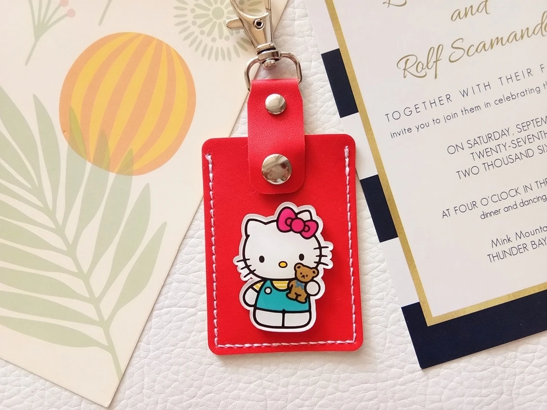 Hello kitty аниме брелок KT Cat мини-карта брелок держатель пряжка дамы сумки на плечо для женщин кожа
