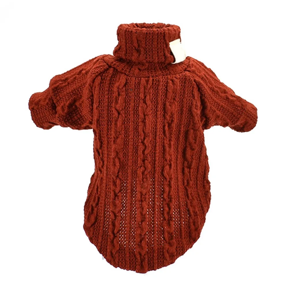 ORANGE Pet Dog Sweater Cat Turtleneck Sweater Winter Warm Knitted Dog Clothes Small Dogs Clothing Puppy Coat Pet Wearing Products - Цвет: ORANGE