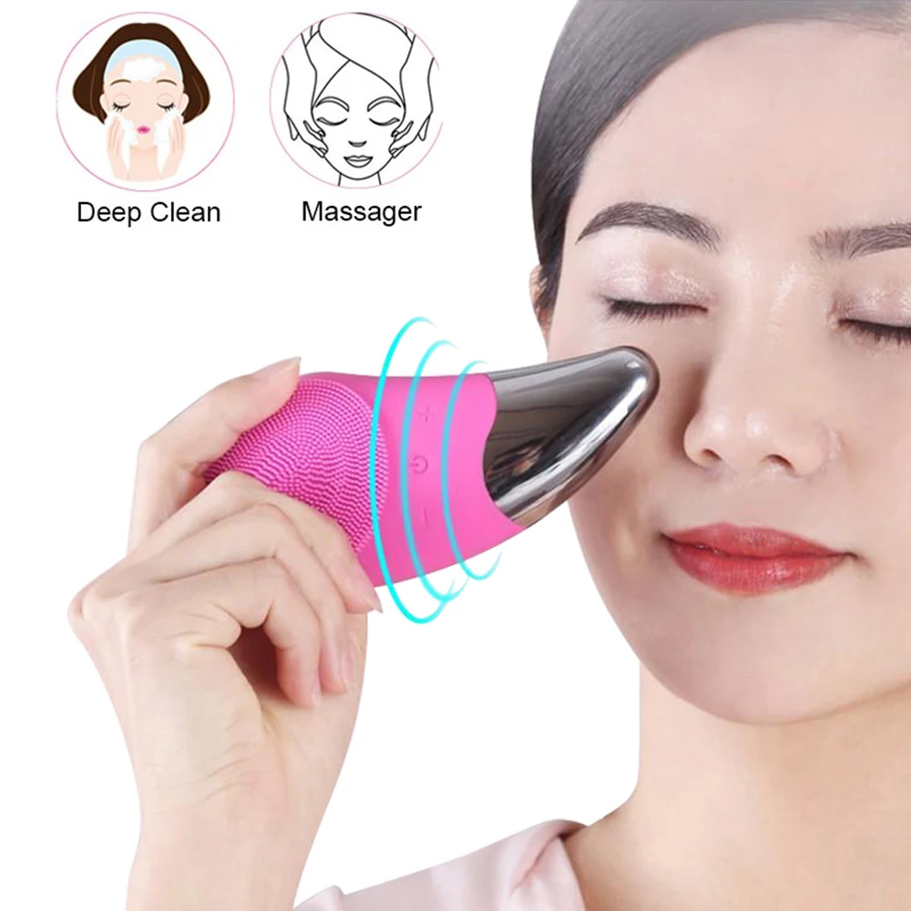 Для чистки лица мыть Очищающая щетка силиконовые прибор для ухода за кожей