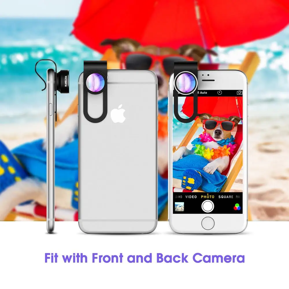 Комплект объективов VicTsing 3 в 1 для камеры телефона алюминиевый Объектив рыбий