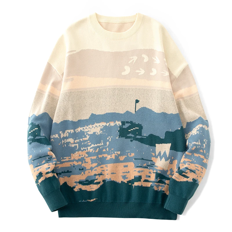 

Мужской Повседневный свитер 2021, вязаный пуловер в стиле Харадзюку, верхняя одежда