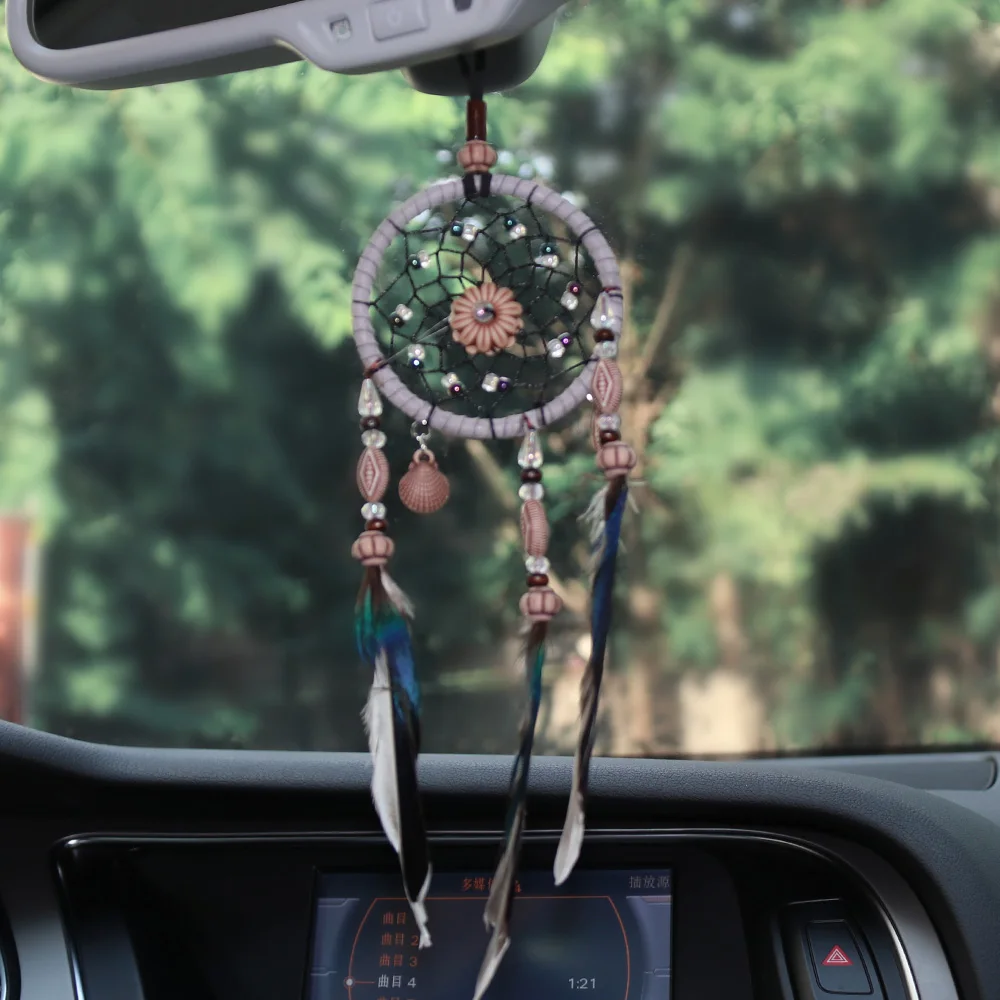 

Car Pendant Handicrafts Dream Catcher Feather Hanging Car Rearview Mirror Ornament Auto Decoration Accessories For Gifts