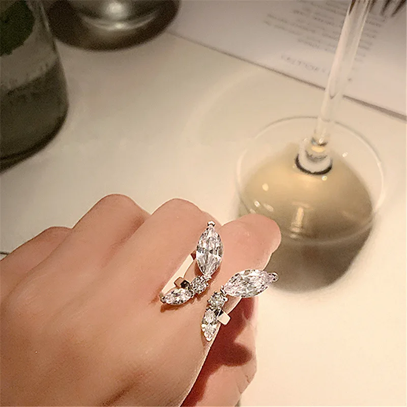 ААА кубический циркон бабочка Открытое кольцо для женщин дамы ювелирные изделия