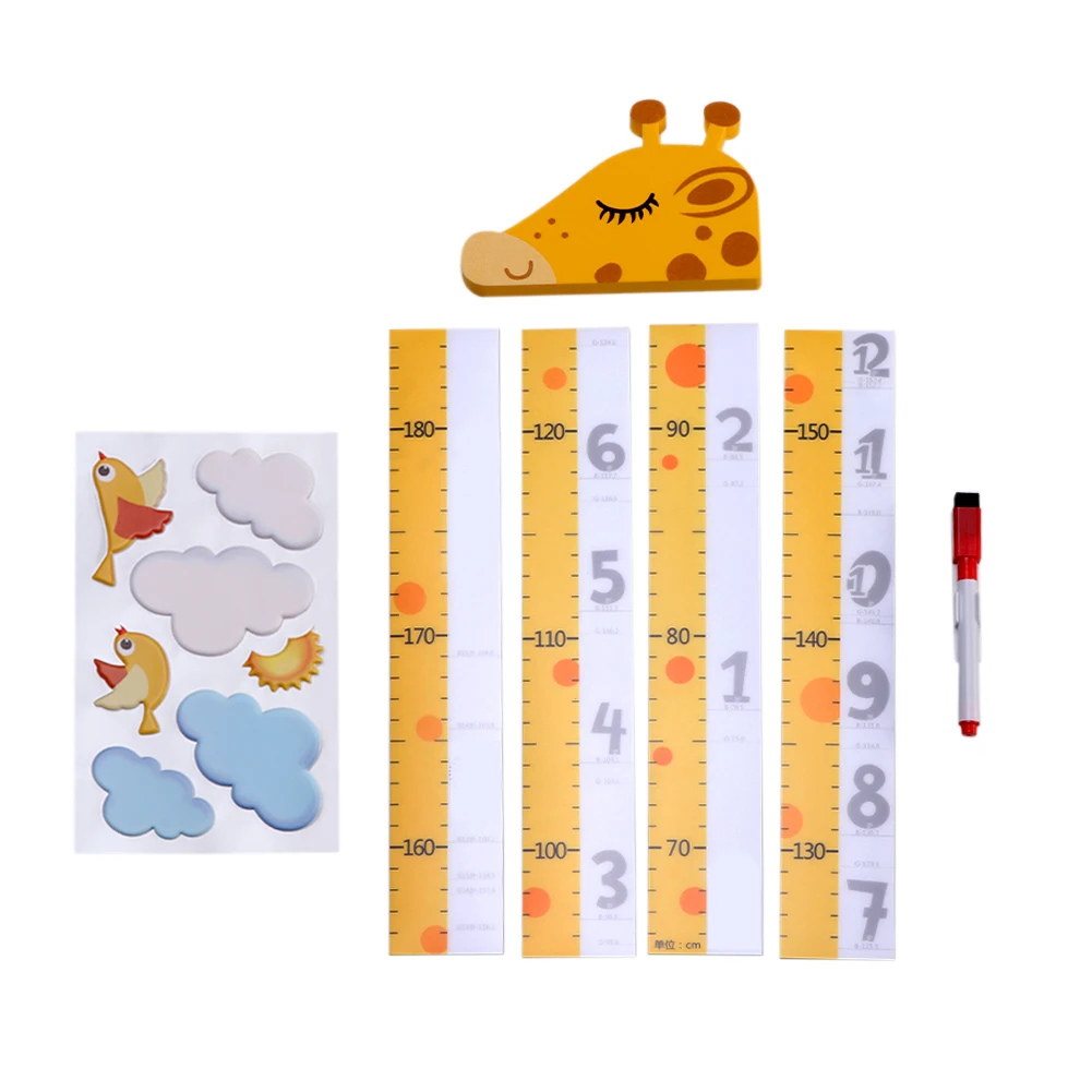 

Practical Baby Movable Height Ruler Giraffe Head Decorative Universal Home Space Saving Children Measurement Wall Sticker 3D