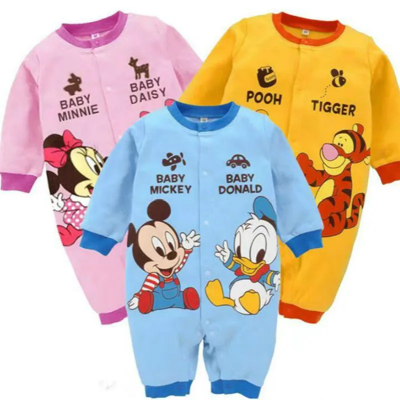 

Newborn Baby Romper Mickey Minnie Mouse Winnie Pooh Infant Jumpsuit Baby Boys Girl Clothes Fall Long Sleeve Bebe Roupa Pajamas